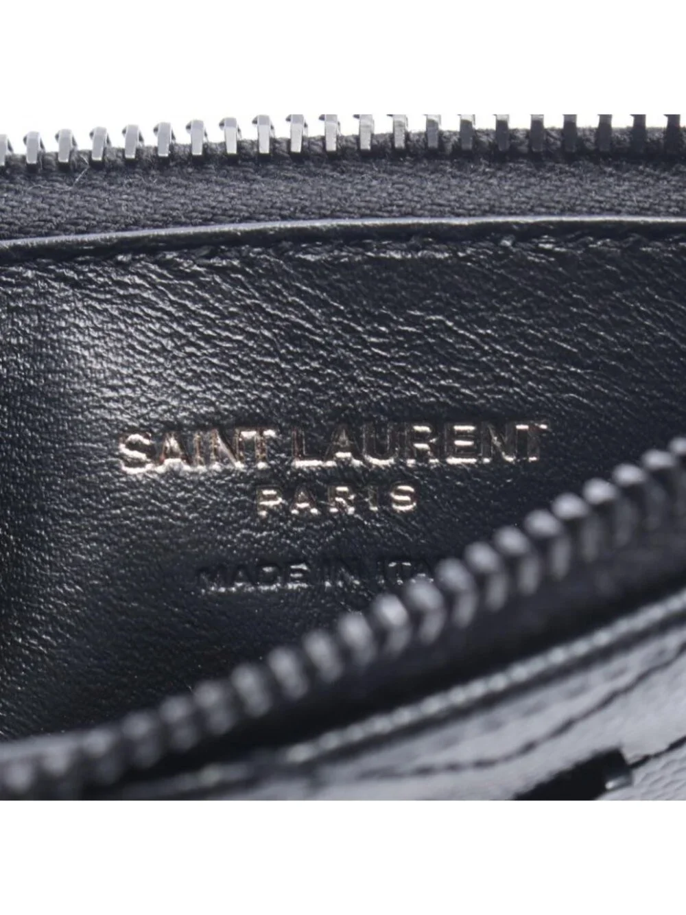 ★SOLD★ Saint Laurent Paris Coin Case Monogram Fragment Zip Card Black Leather - Picture 4 of 6